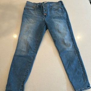 J Crew 9” midrise toothpick jeans, size 31